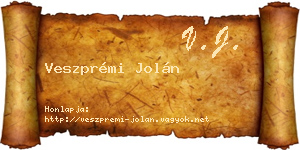 Veszprémi Jolán névjegykártya